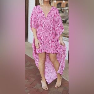 Buddylove - High/Low Derby Dress - Hot Pink Snakeskin - O/S